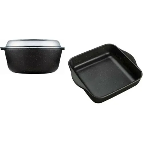 Pasabahce Granite Coating Round Pyrex and Granite Coating Square Pyrex 2'li Set