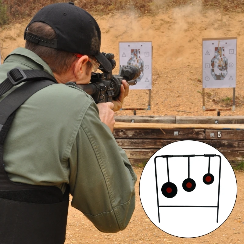 أهداف الرماية من سبائك الحديد تقف على شكل دائري بثلاثة ألواح دوارة أهداف ممارسة الرماية للتدريب على الرماية