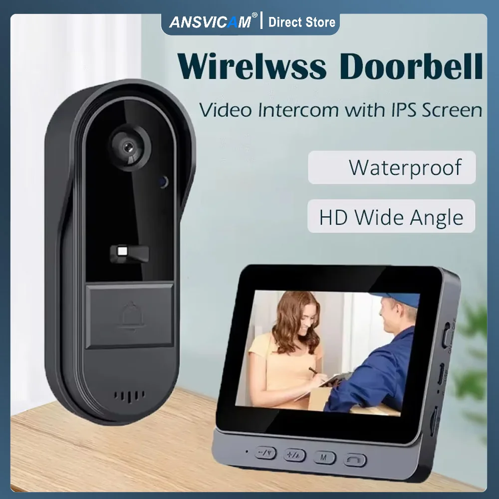 4.3-inch 1080P wireless waterproof video doorbell  IPS screen Infrared Night vision doorbell Family Apartment 2.4G camera