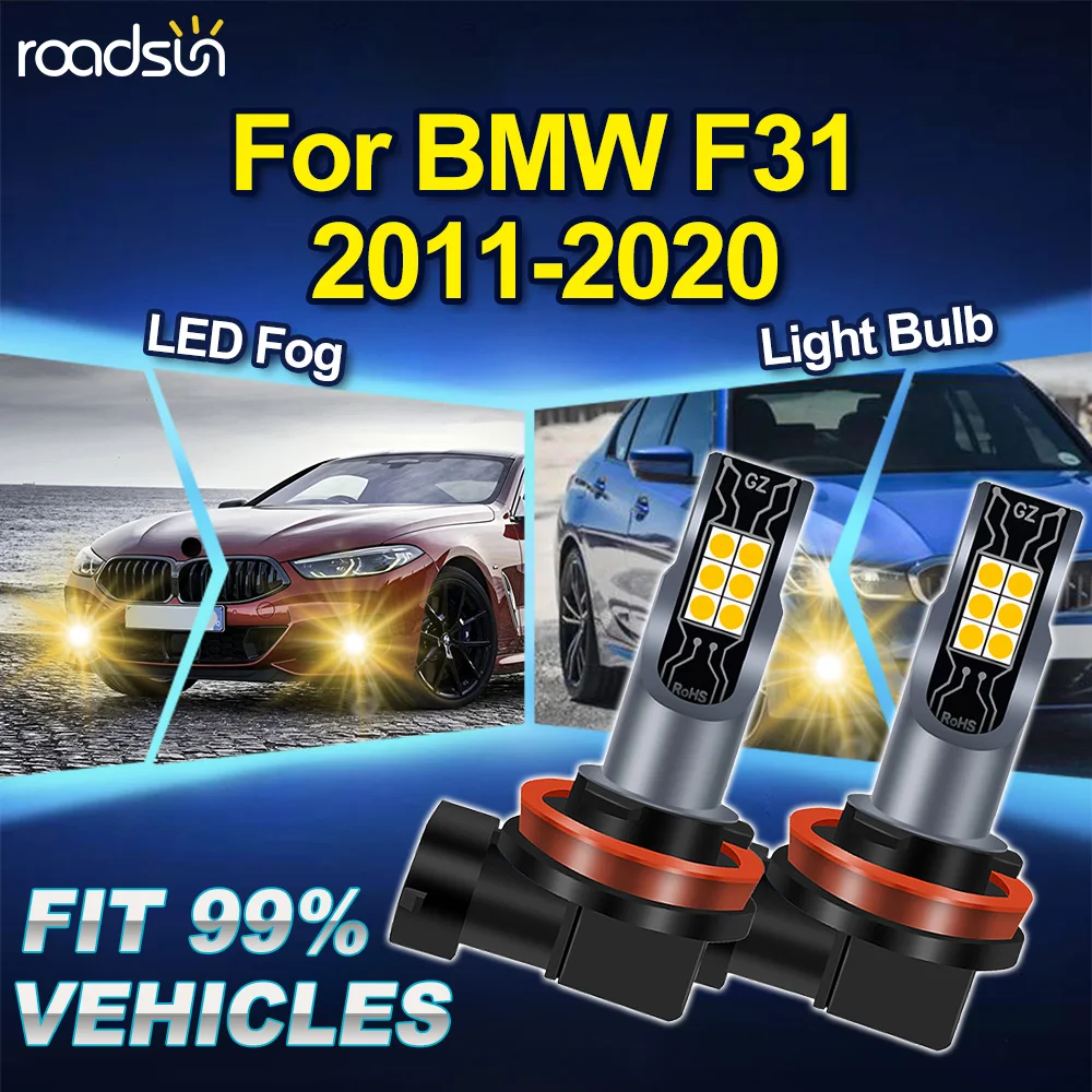 

ROADSUN H8 H9 H11 для BMW F31 2011-2020, 2 шт., 3000K, Canbus, светодиодные противотуманные фары для модернизации автомобиля
