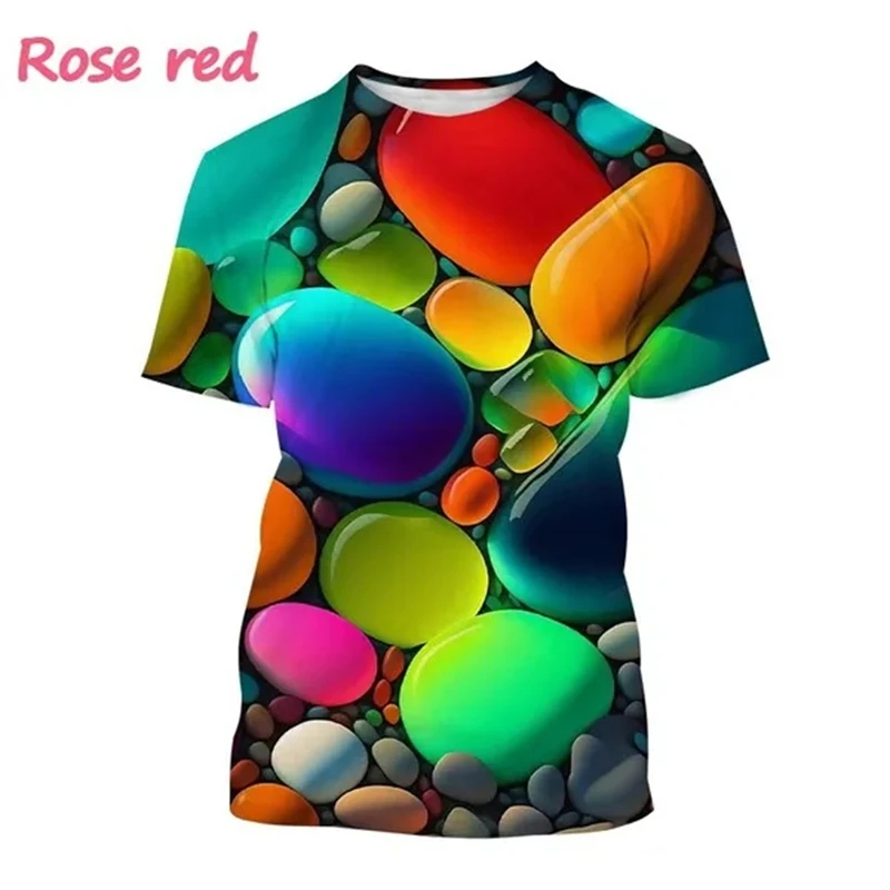 Fashion New Stone Crystal 3D Printed T-shirt Cobblestone Gemstone Jade Printed T-shirt For Men Women Short-sleeved Casual Tops