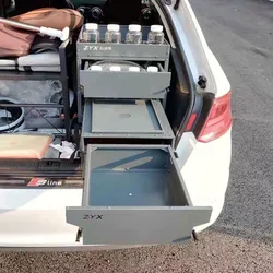 Camping Kitchen Storage Box Car Trunk Telescopic Stainless Steel Kitchen Box 625A3 Wide-body Three-layer SUV Trunk Organizer