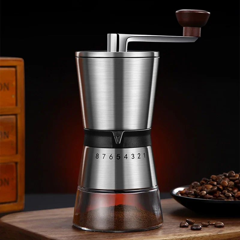 8 Adjustable Manual Coffee Grinder Hand Coffee Mill with Ceramic Burrs Settings Portable Hand  Ceramic Crank Tools for Home