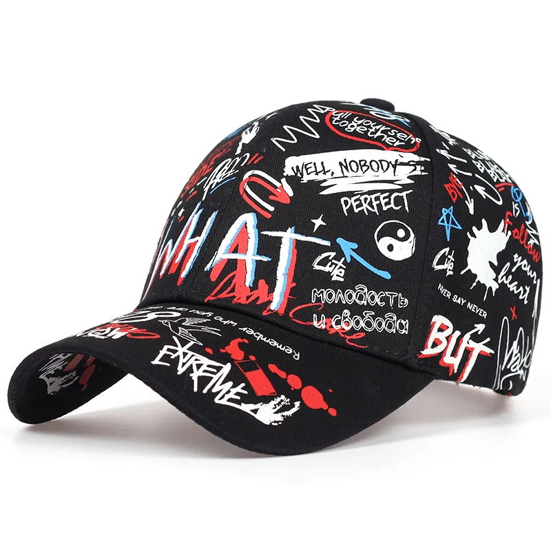 Korean Graffiti Fashion Fashionmonger Peaked Cap Personality Street Trend Baseball Caps for Men and Women European American Styl