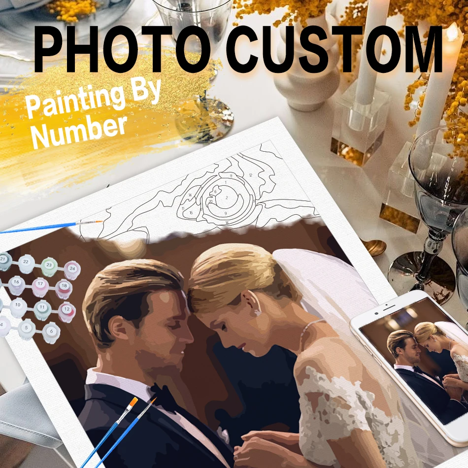 

Photo Customed Painting By Numbers DIY Acrylic Paint Picture Canvas Portrait Family Children Photo Christmas Wedding Gift
