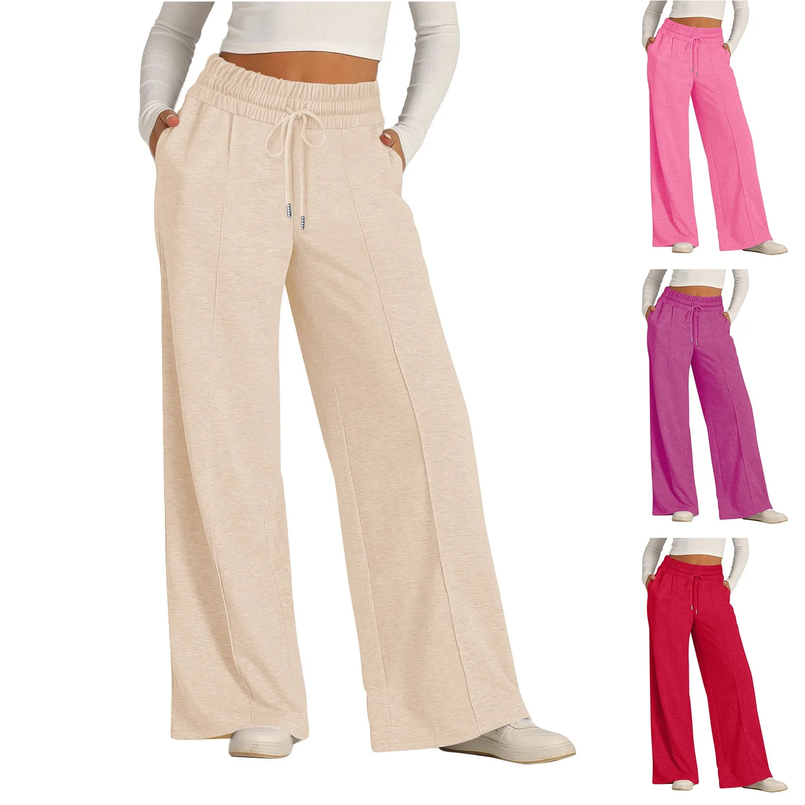 Mulheres yoga perna larga ginásio calças de treino corte reto calças suor solto em linha reta feminino casual jogger calças abigliamento donna