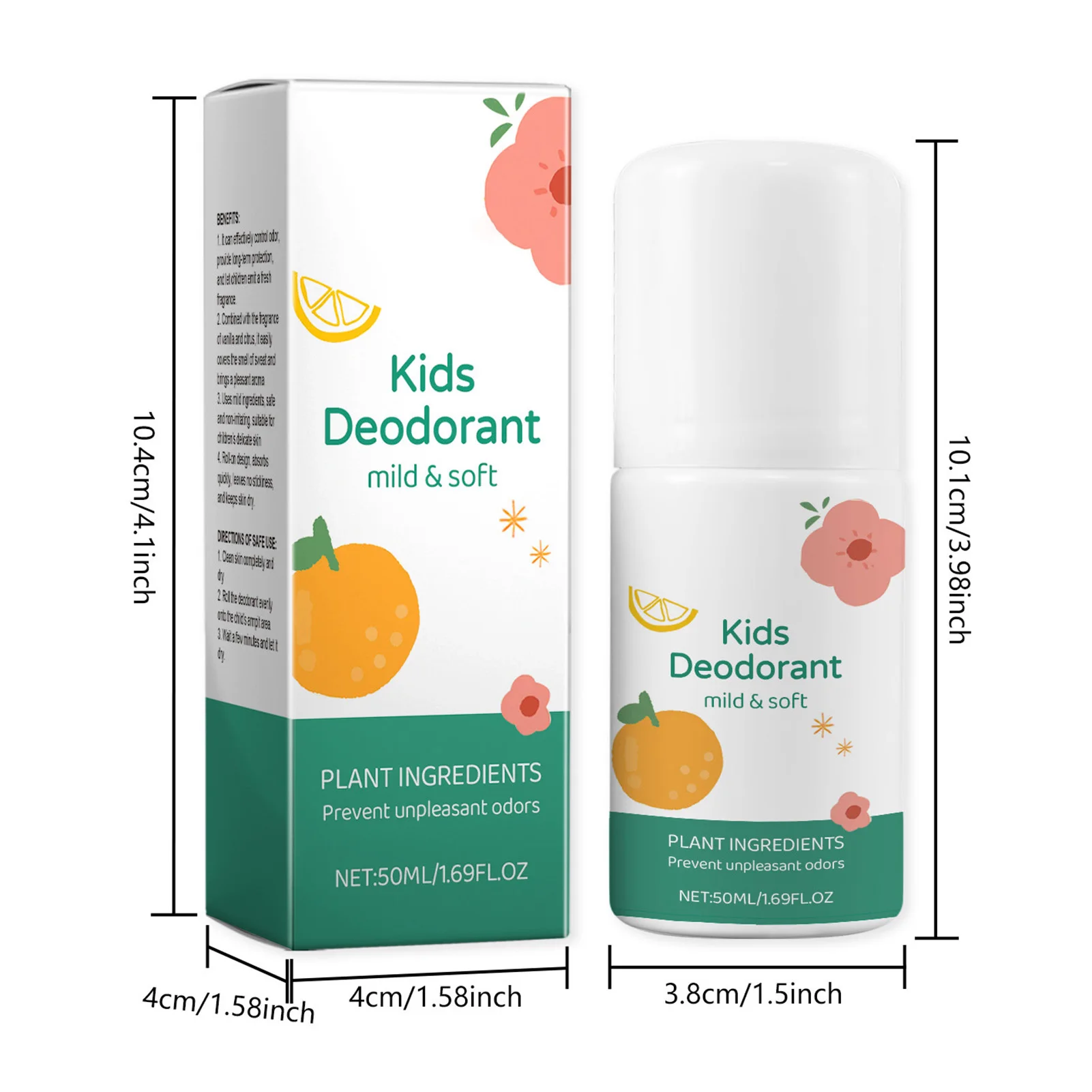 Desodorante roll-on infantil 50ml, ingredientes seguros, desodorante corporal para uso diário em viagens esportivas