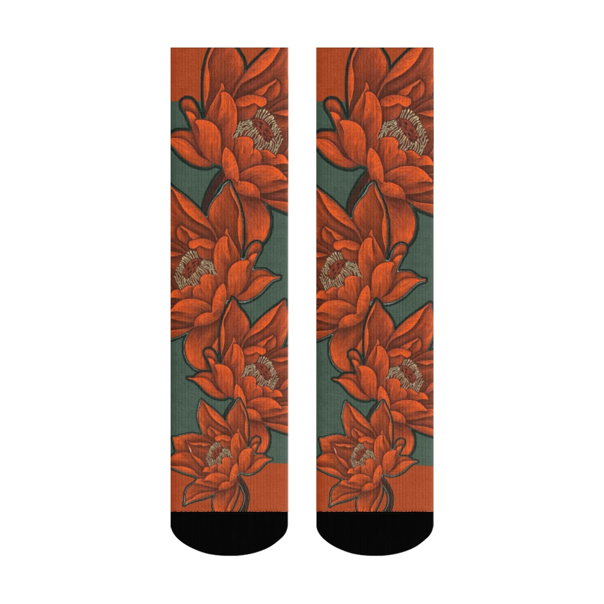 

Unisex Stunning Orange Lotus Blossom Pattern Crew Socks - Elegance and Bohemian,Fashion Chasing Distinctive and Captivating