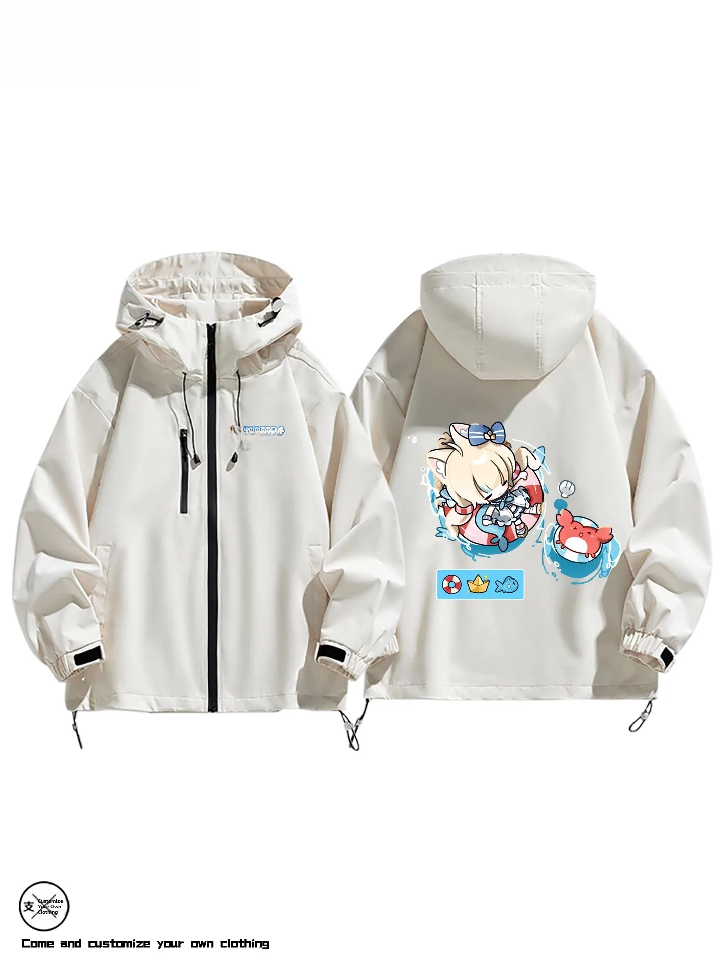 Sameko Saba  ark Vt Second Hand Outer Jaet Windproof Tee-in-One Casual Sle Polyester Fiber Long Sve Zipper ...