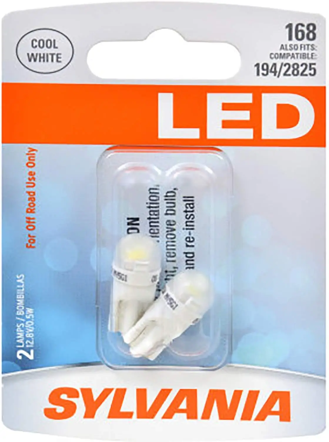 

168 T10 W5W Белая светодиодная лампа, (2 контакта) (168SL.BP2)