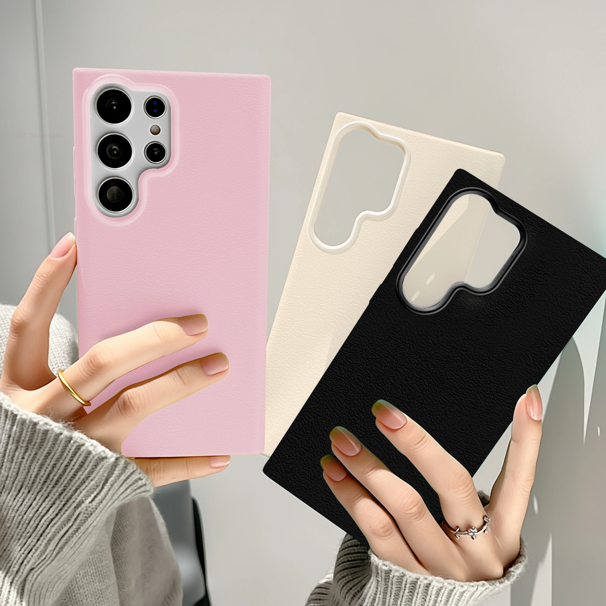 Lychee Pattern Leather Texture Phone Case For Samsung S26 Ultra S25 Ultra S24 FE S24 Ultra A56 A36 A15 A54 Soft Shockproof Cover