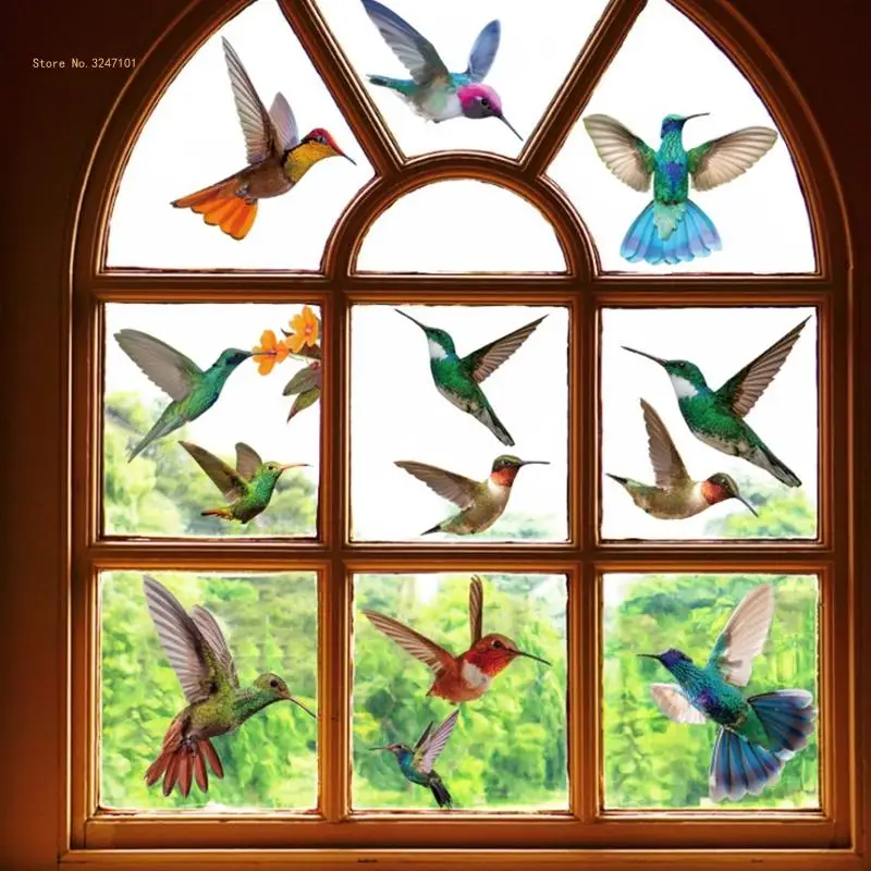 9 Sheets Hummingbird Window Clings Anti-Collision Wall Sticker Prevent Bird Strikes Decals on Window Glass Home Dropship