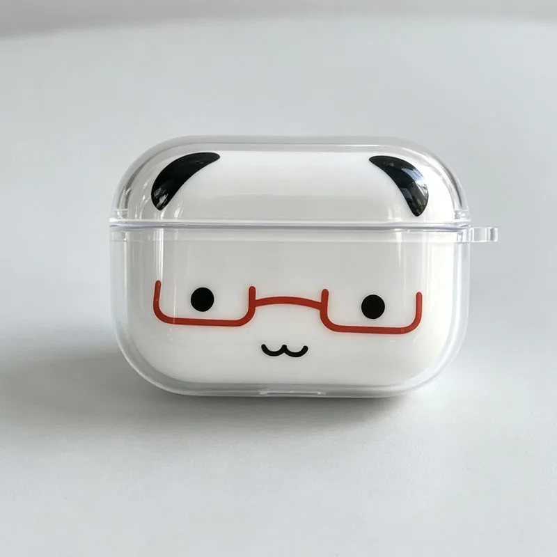 Cartoon Ins Cute Glasses Panda Earphone Case For Airpods Pro 3 2 Pro Wireless Bluetooth Cover For Airpods 1 2 3 4 Silicon Shell