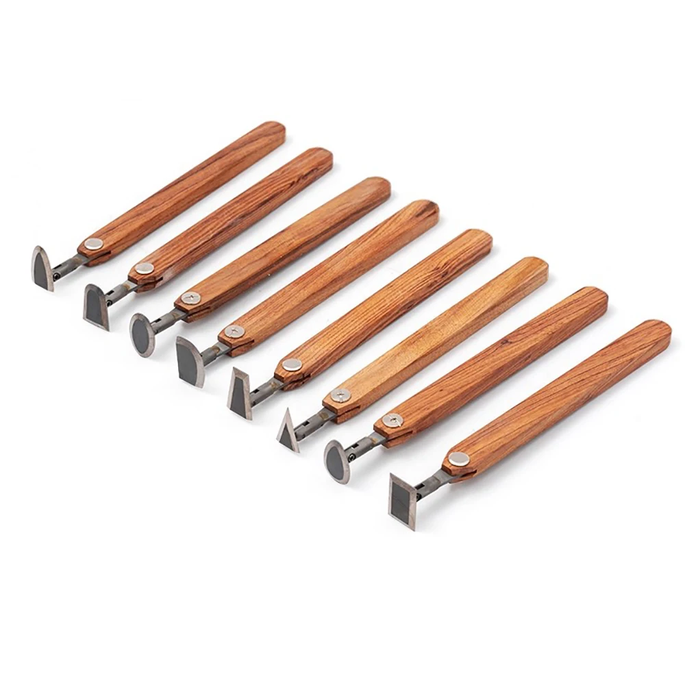 8PCS Pottery Trimming Tool Set - 180° Adjustable Head, Tungsten Carbide Blades, Replaceable DIY Ceramic Tools