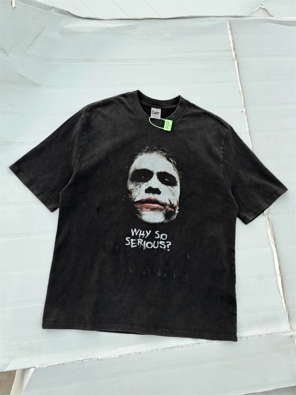 

New 2025SS SAINT Washed T-Shirts Best Quality Why So Serious T Shirt Tee Tops