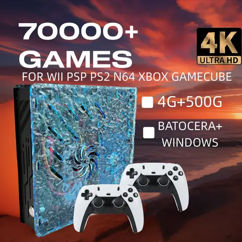 2025 새로운 레트로 비디오 게임 콘솔 X10, 70000 게임 포함 PS2/N64/GAMECUBE/XBOX 용 60 에뮬레이터, 게임 패드 키즈 선물 게임 상자 포함