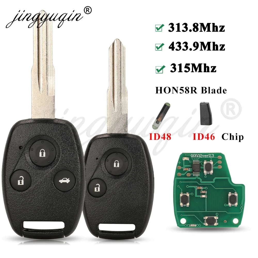 

Автомобильный ключ-пульт с чипом ID46/ID48 (313.8/315/433 МГц) для Honda Accord, CRV, Civic, Odyssey, Hon56r, G8DJ_313/315/433, G8D-440H-A