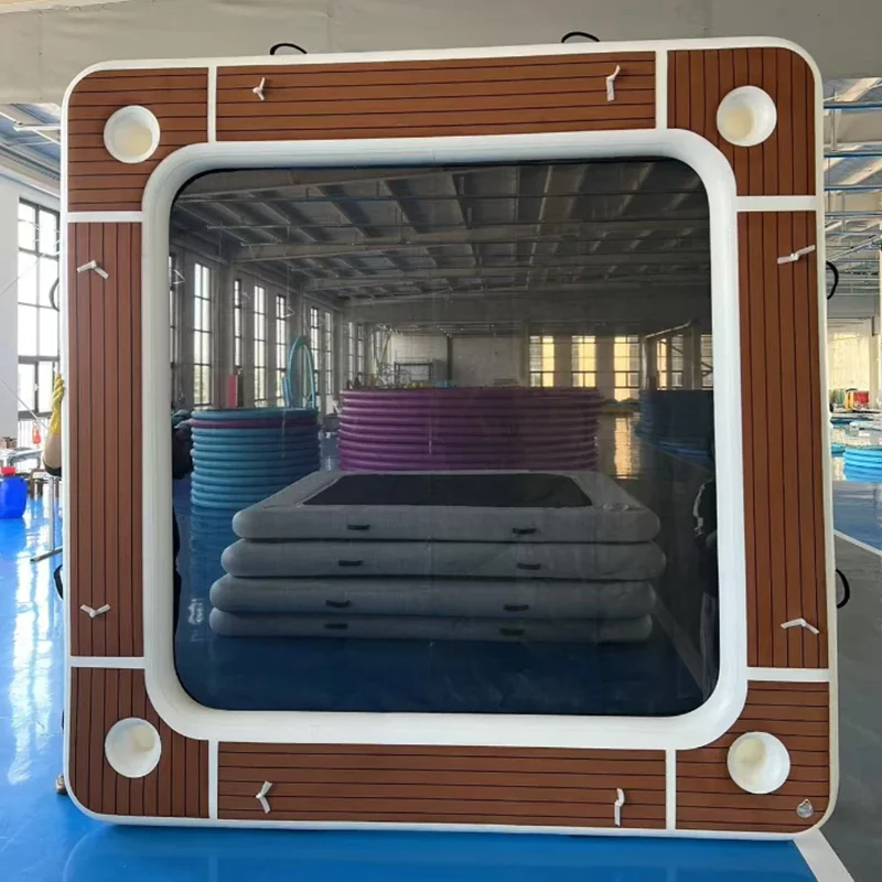 Custom 10ft 12ft Square Cross Border Inflatable Floating Platform Water Hammock Ring With Cup Holder for Yacht
