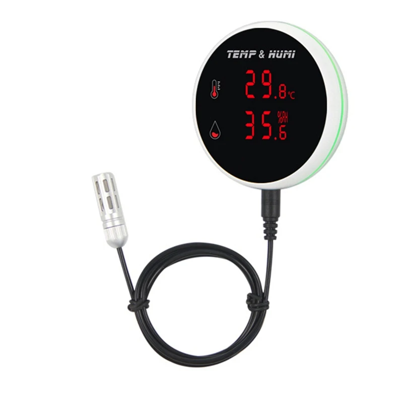 

Intelligent Monitor Temperature And Humidity External Probe LCD Display Thermometer Hygrometer Remote Monitor Alarm US Plug
