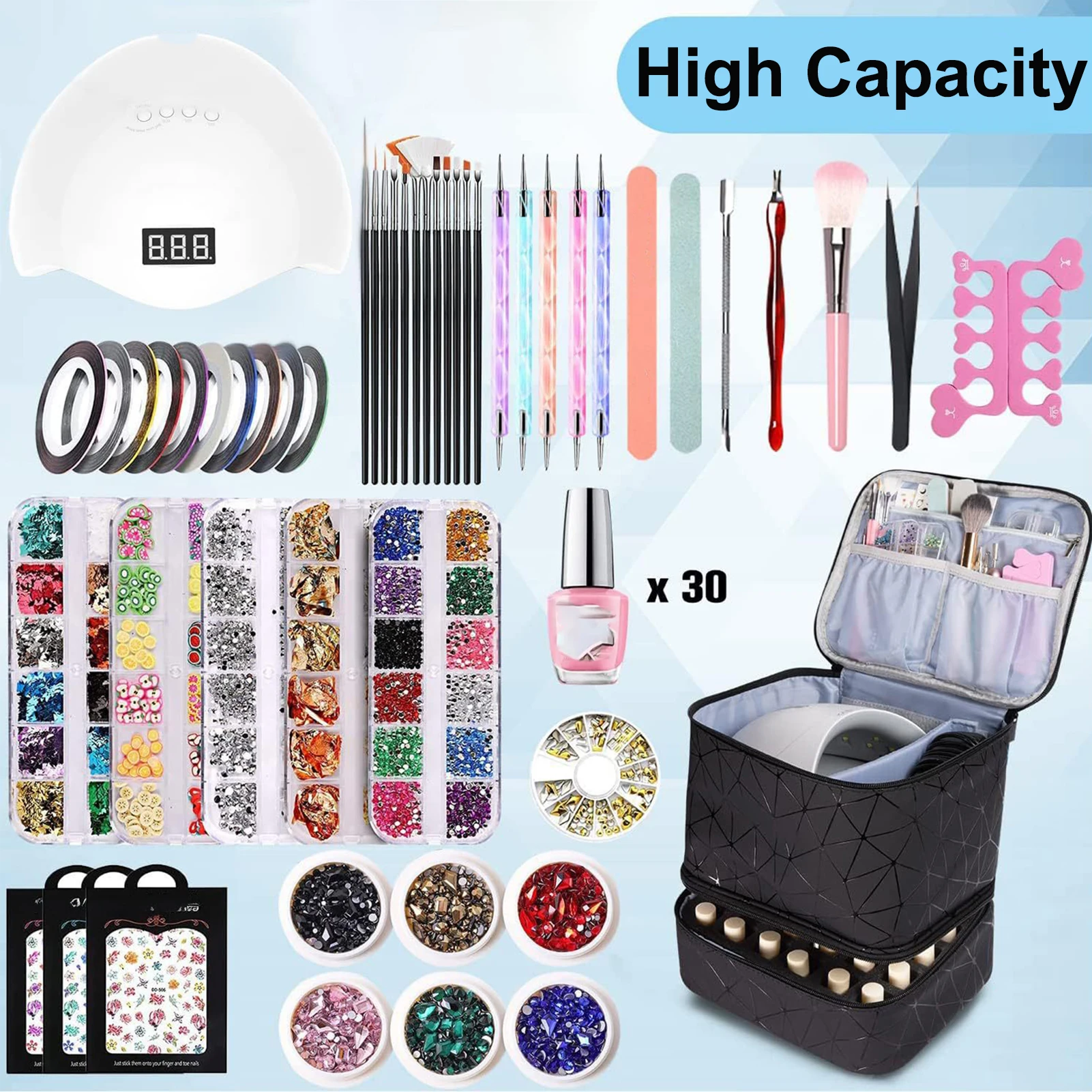 Makeup Artist Storage Bag Nail Polish Organizer Large Capacity Multi-Layer Cosmetics Handbag Hairdressing Embroidery Tool Kit