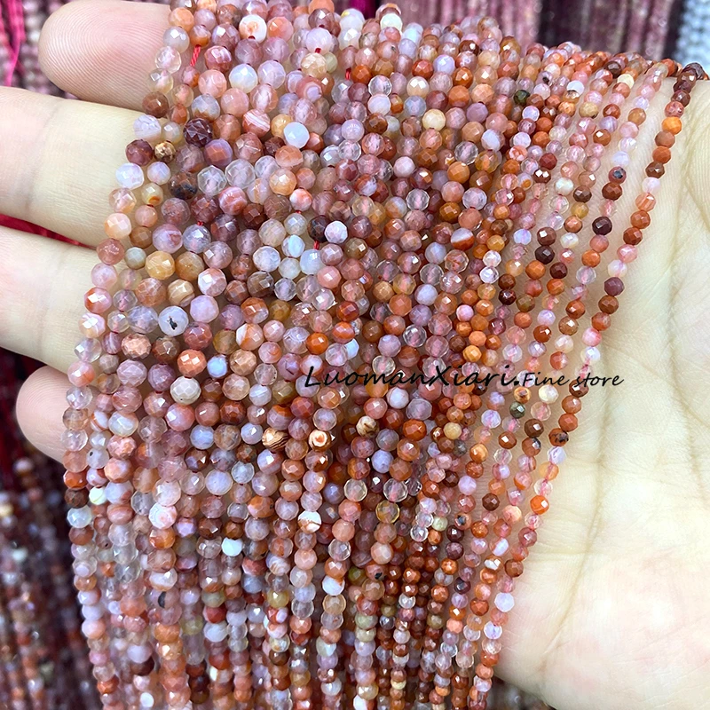 الحجر الطبيعي 2 3 4 مللي متر الأوجه الجولة المرجان الأحمر فضفاض خزر عازل لصنع المجوهرات Diyearrings سوار Charms اكسسوارات 15'' #3