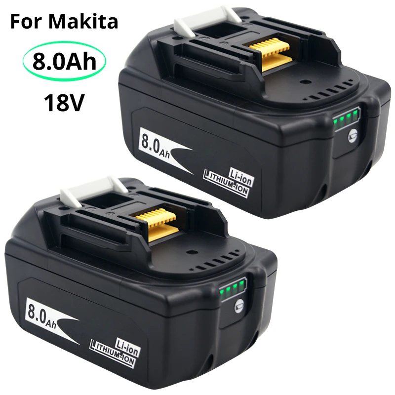 2PCS BL1860 BL1880B 18V 8.0Ah Lithium Replacement Rechargeable Battery for Makita BL1840 BL1850 BL1830 BL1860B LXT 400 194204-5