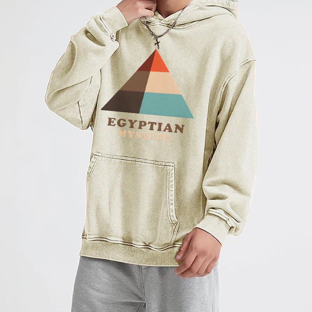 Casual Washed Hoodie Casual Sweatshirt Graphic Fashionable 100% Cotton Comfortable Soft Breathable Cartoon Egyptian Mistery