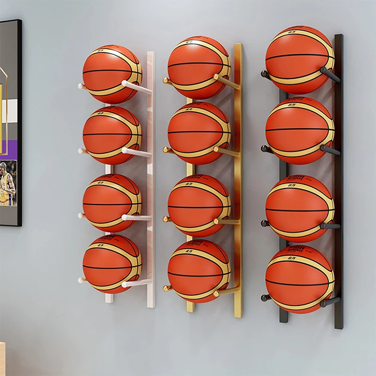 

Perforated wall-mounted basketball storage rack Ball multi-layer rack Display rack
