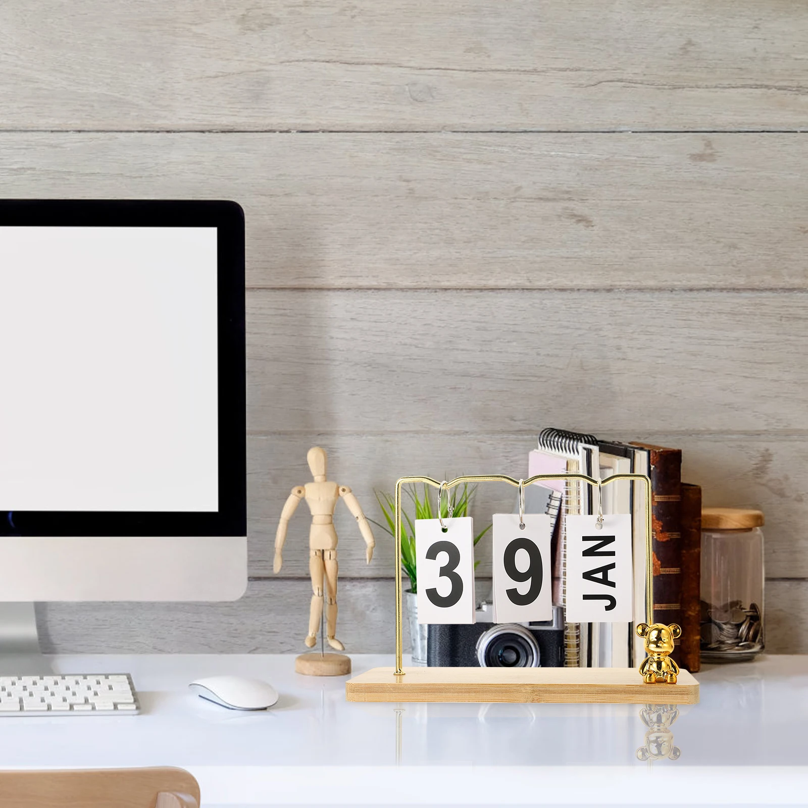 

Desk Calendar Rustic Wooden Perpetual Flip Calendar Office Desktop Decoration for Home Office Desktop Decoration