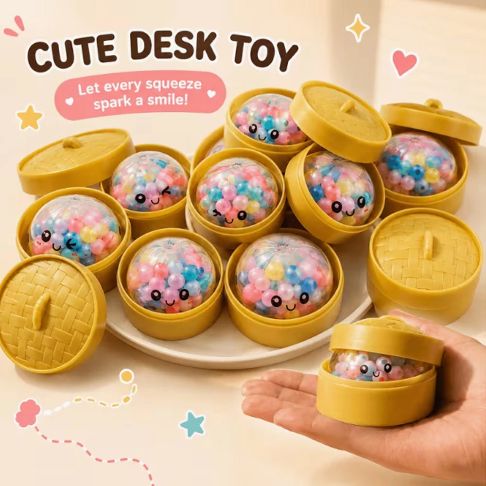 Bead Organizer Tray - 新しいカラフルなグリッタービーズ入り餃子型スクイーズ、ギフトボックス入りブラインドボックス＆隠しスタイル、ストレス解消感覚玩具