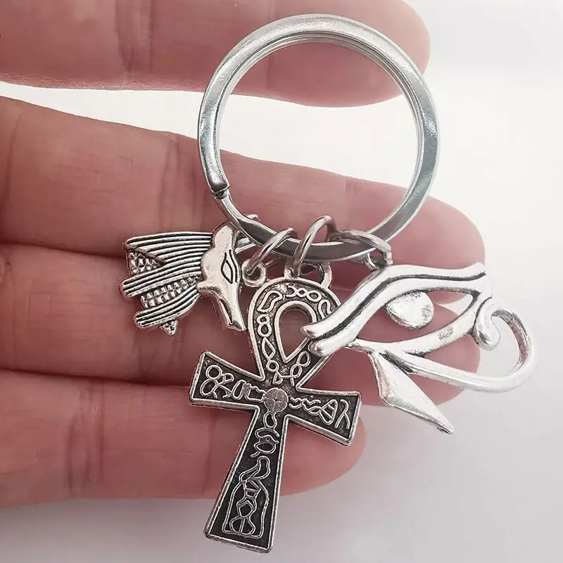 Ägypten Ankh Anubis Amulette Kreuz Schlüsselanhänger für Auto Frauen Männer personalisiertes Geschenk Hochzeit Souvenirs Gäste coole Dinge Handwerk – Detail 3