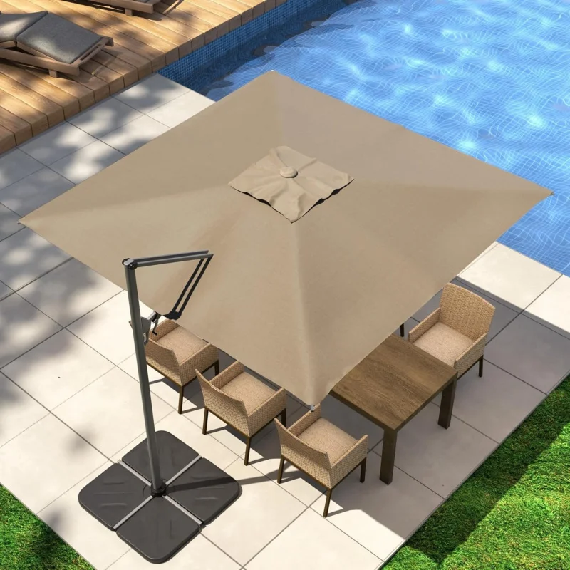 

Multisize Offset Patio, Available, 8 Sturdy Ribs, 360° Rotation Cantilever Shade Backyar