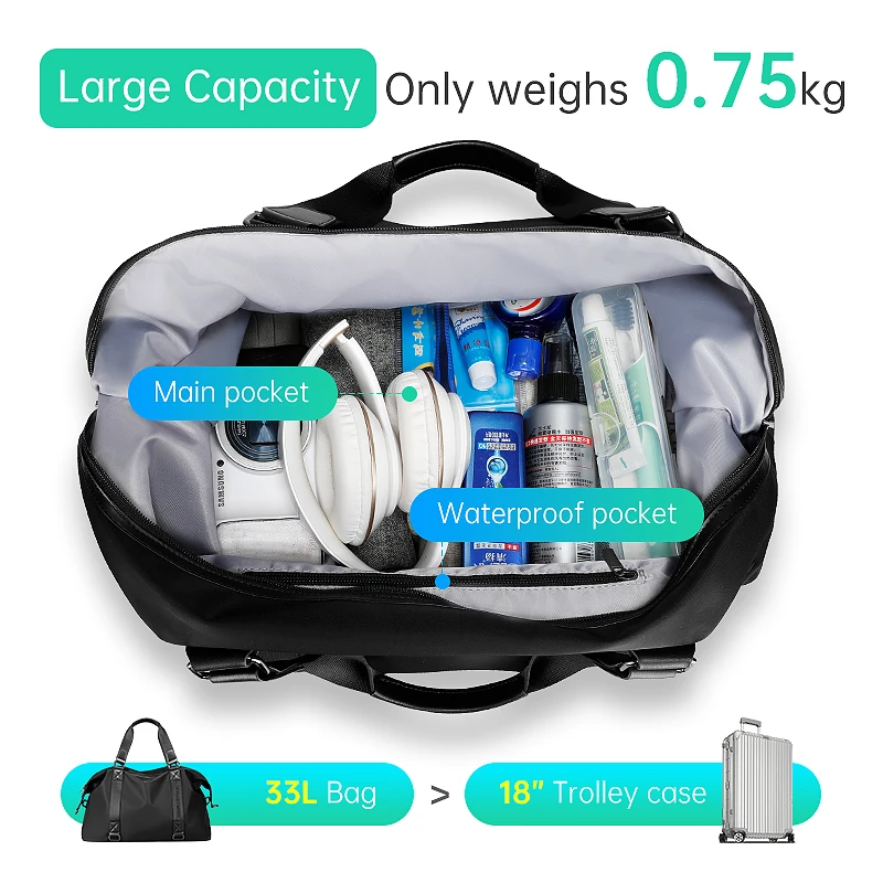 Business Premium Oxford Waterproof Men Travel Bags Hand Luggage Travel Bag Business Large Capacity Weekend Duffle Travel Bag