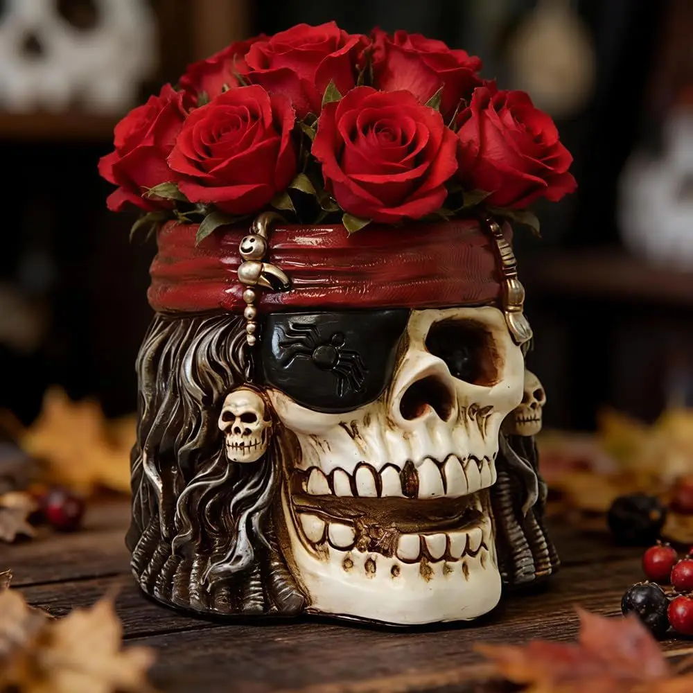 Skull Planter, Skulls Flower Pot, Skull Bowl, Skeleton Succulent Pots, Gothic Plant Pots with Drainage