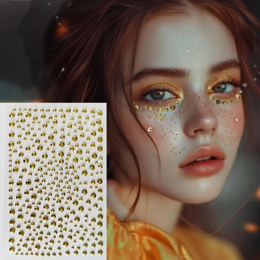 1 Sheet Makeup Tattoo Sticker Faux Pearl Diamond Rhinestones Sticker DIY Colorful Crystal Face Decoration Body Jewelry Stickers