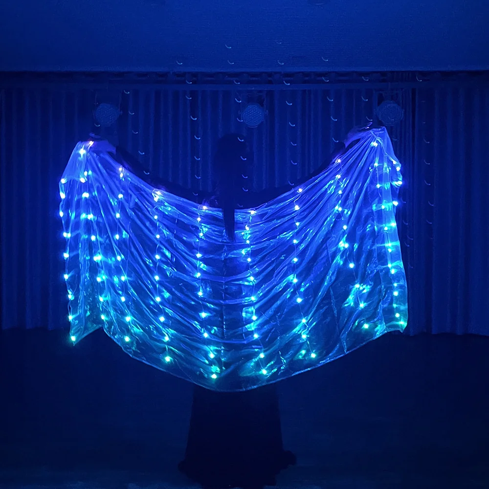 Led Veils Light Colorful Silk Performance Props Accessories Rainbow Rectangle Belly Dance Circus Costumes Festival Show