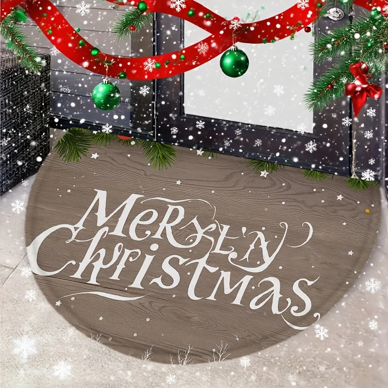 Burgundy Glitter Gold Line Christmas Tree Printed Doormat Wrapped Presents for Living Room Hall Indoor Front Door Non Slip mat