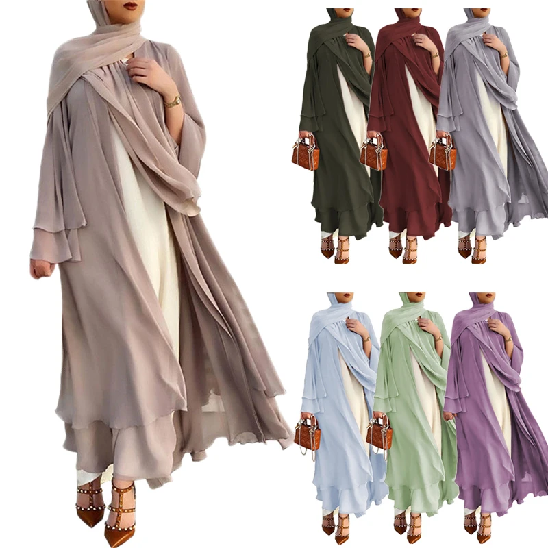 

Eid Jalabiya Open Kaftan Dubai Abaya Turkey Kimono Cardigan Robe Chiffon Muslim Dress Ramadan Abayas Women Caftan Islam Clothing