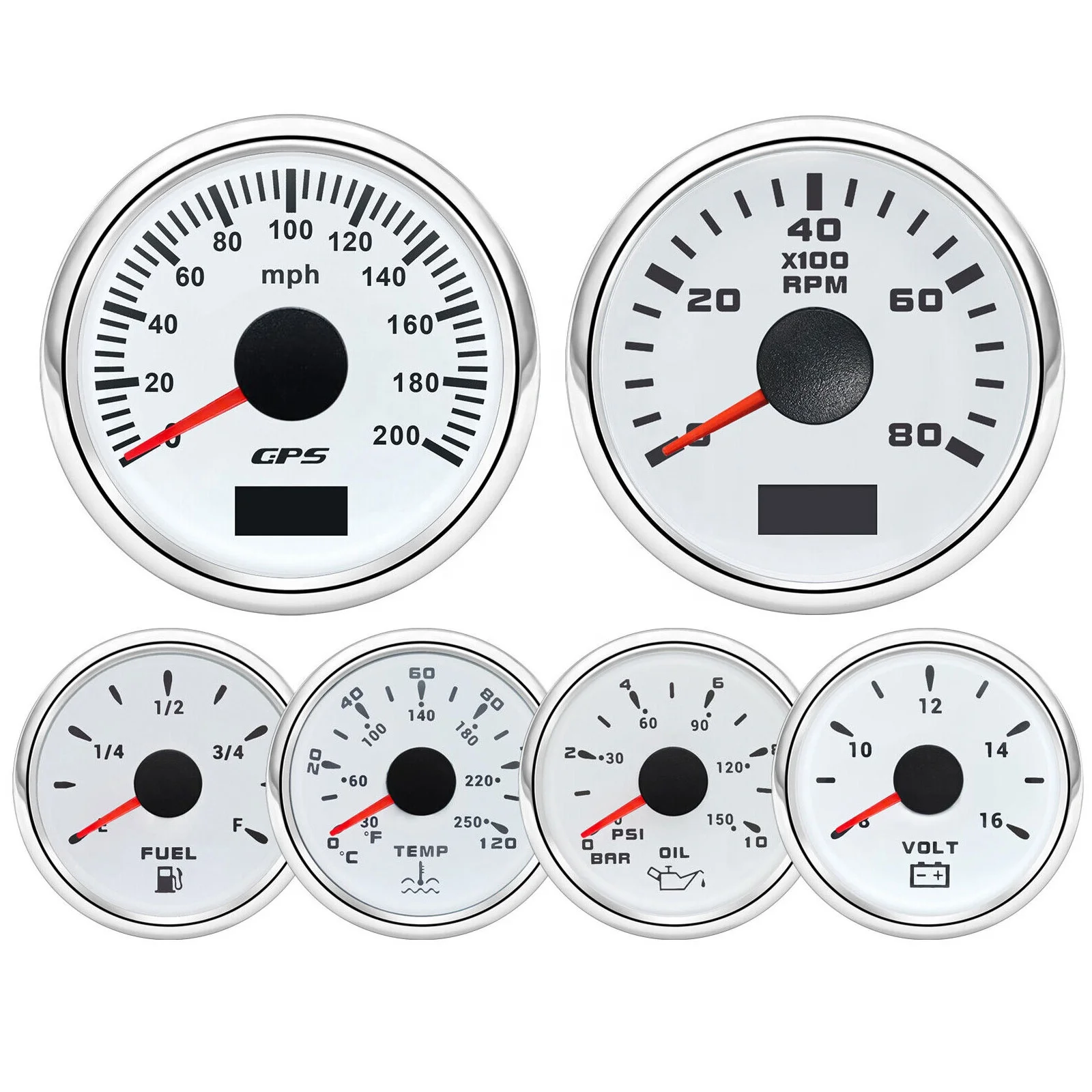 

52MM GPS Speedometer 0-200 MPH Tachometer 0-8000RPM for Car Marine Boat Truck