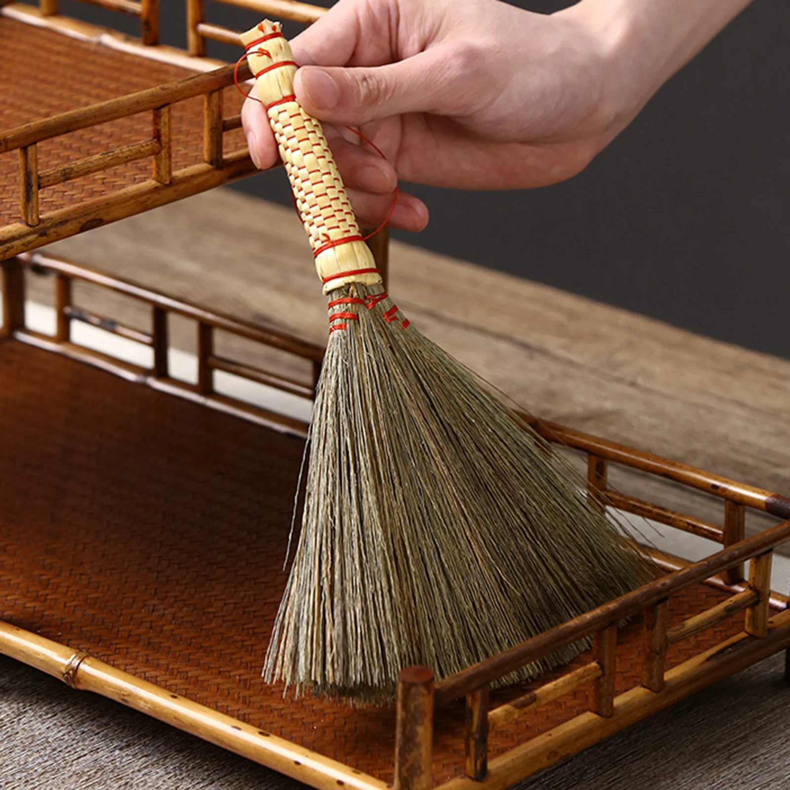 

Bamboo Woven Broom Small Handmade Cleaning Tool For Home Kitchen Office Floor Dust Removal Household Duster Straw Broom Home