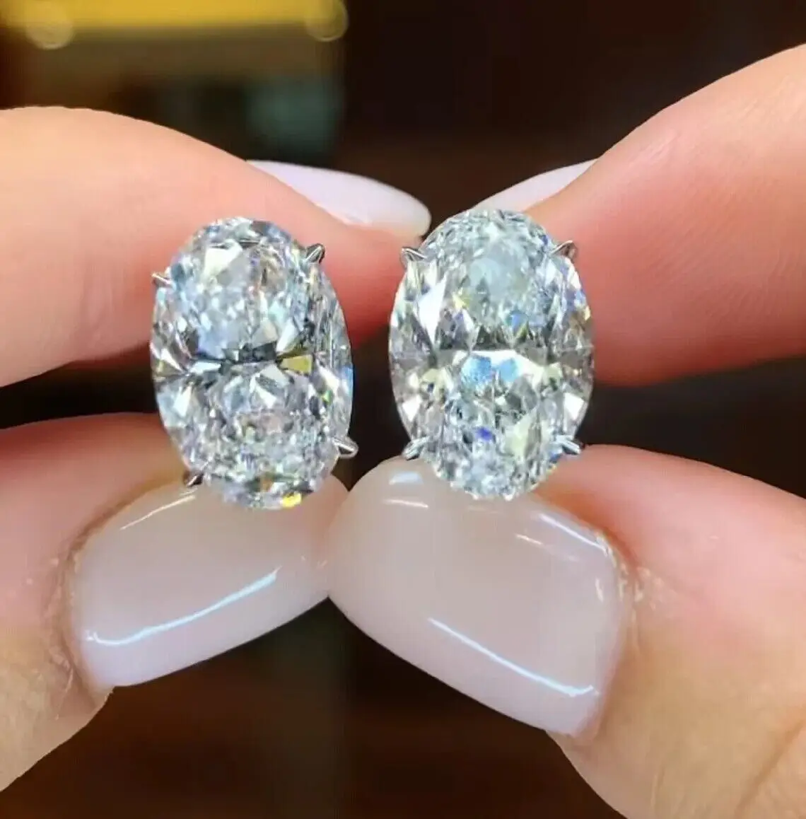 Women's Oval Zirconia Ear Studs, Simple Style Accessories