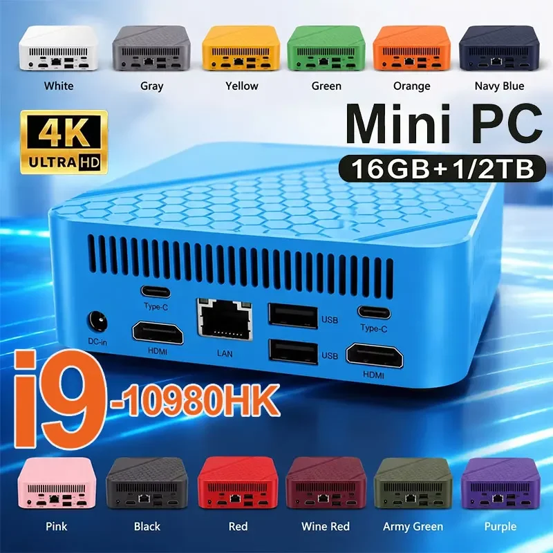 2026 Mini PC Core i9 10980HK Windows 11 Computer 16GB RAM 1TB M.2 SSD Portable Gaming Computer 60Hz 4K HD Mini Desktop PC Gamer