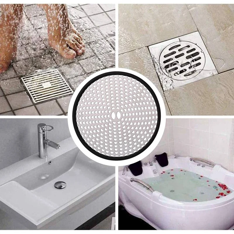 2X Shower Drain Cover Hair Catcher,Easy Clean Floor Drain Protector Strainer Hair Trap Mesh For Bath Tub Sink Flat Floor