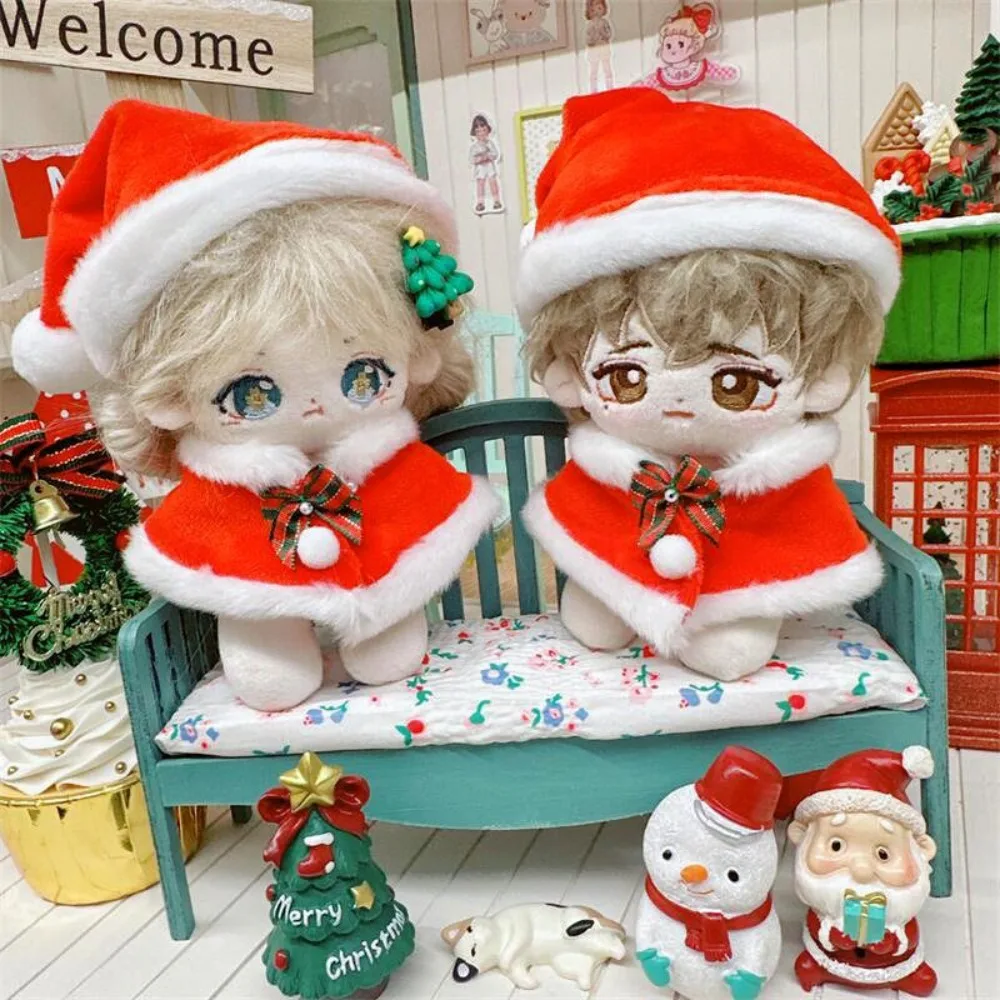 Christmas Hat 10CM Cotton Doll Clothes Plush Cloak Replacement Stuffed Doll Clothes Suit Outfit Shawl Plush Toys Clothes