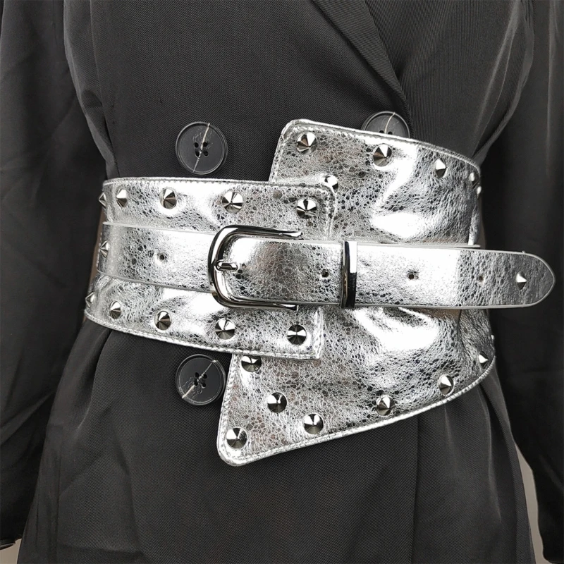 Rivet Studded Corset Belt for Women Pin Buckle Waist Belt Fashion Decorative Belt Teens Girl High Waist Belt for Dresses