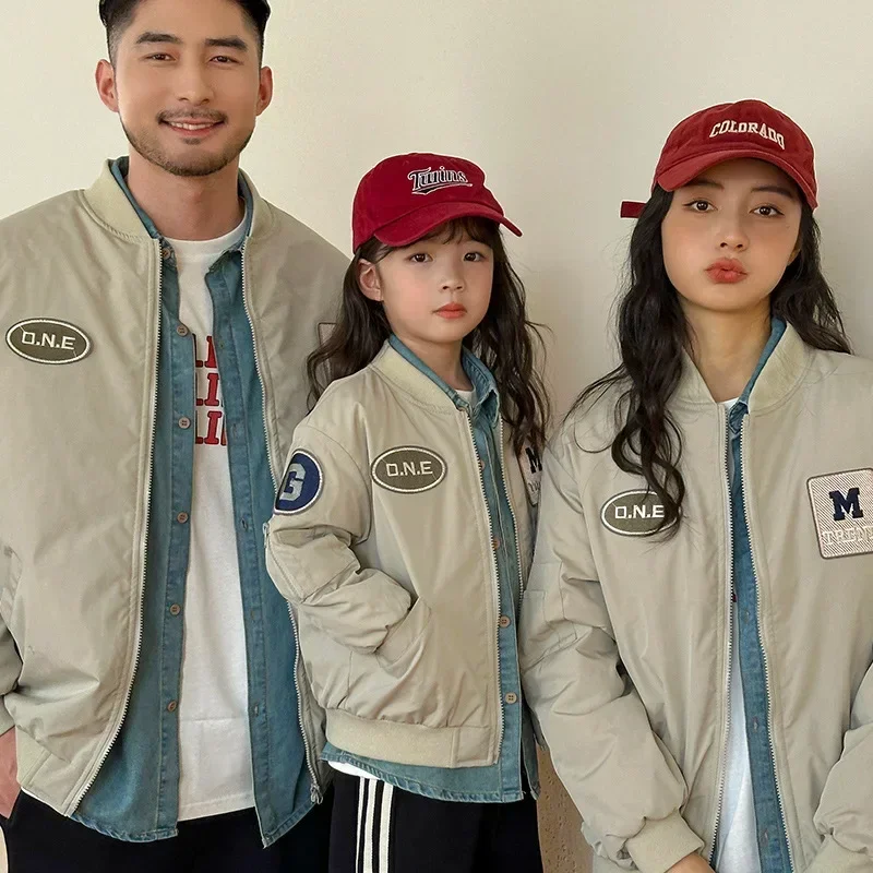 Family Winter Warm Jacket Parent-child Matching Thick Long Sleeve Coat Fashion Korea Father Mother and Son Daughter Same Clothes