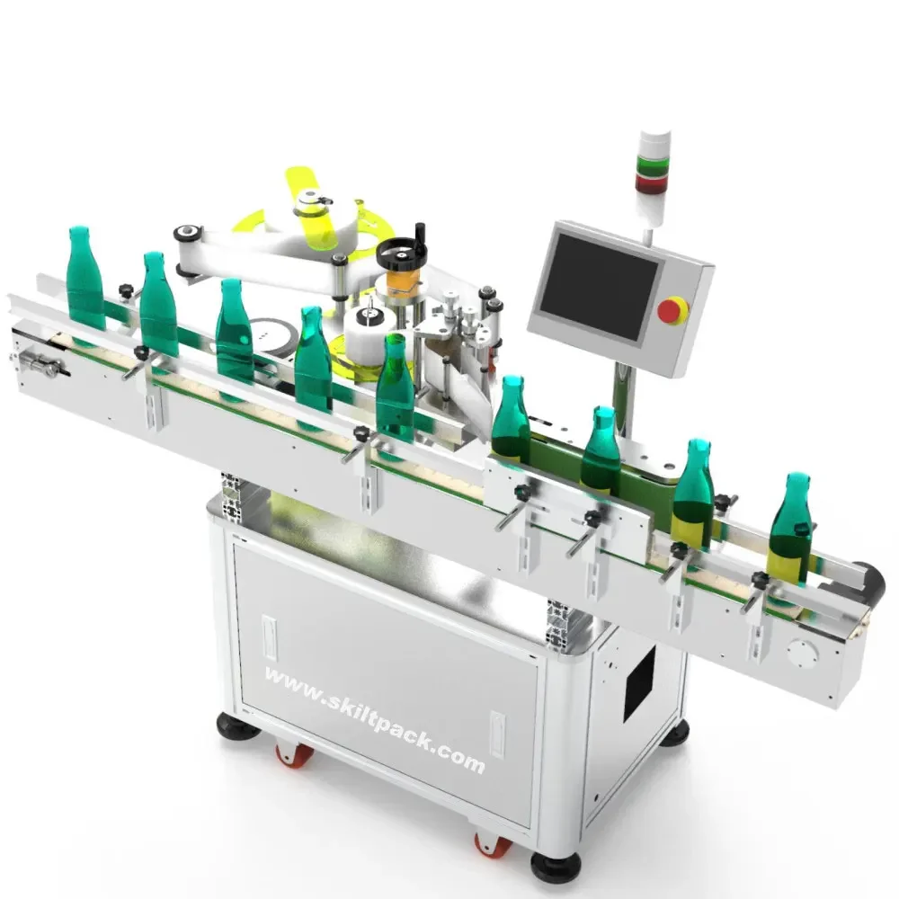 Auto adhesive sticker wrap around Bottle labeling machine bottle label applicator bottle labeler with printer