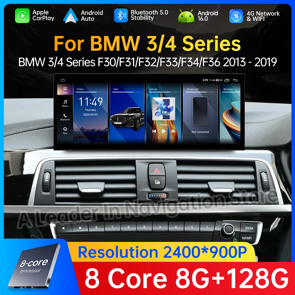 Android 16 for BMW 3 4 Series F30 F31 F32 F33 F34 F36 2013 - 2019 NBT EVO System Car GPS Navi Wireless Carplay Auto BT 4G WIFI