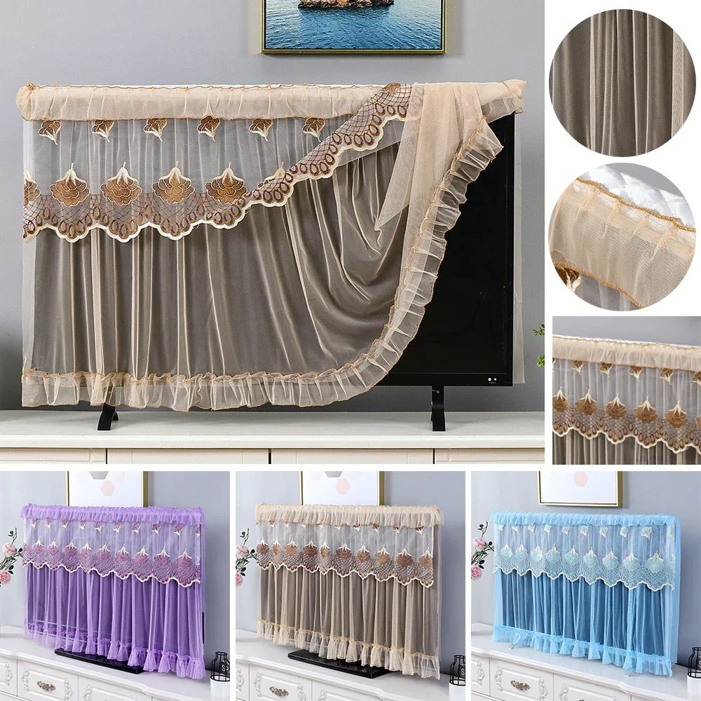 1PC Luxury Household Dust Cover Universal Luxury Embroidered Table Wall Mounted Dust Covers TV Screen Protector Home Decorations