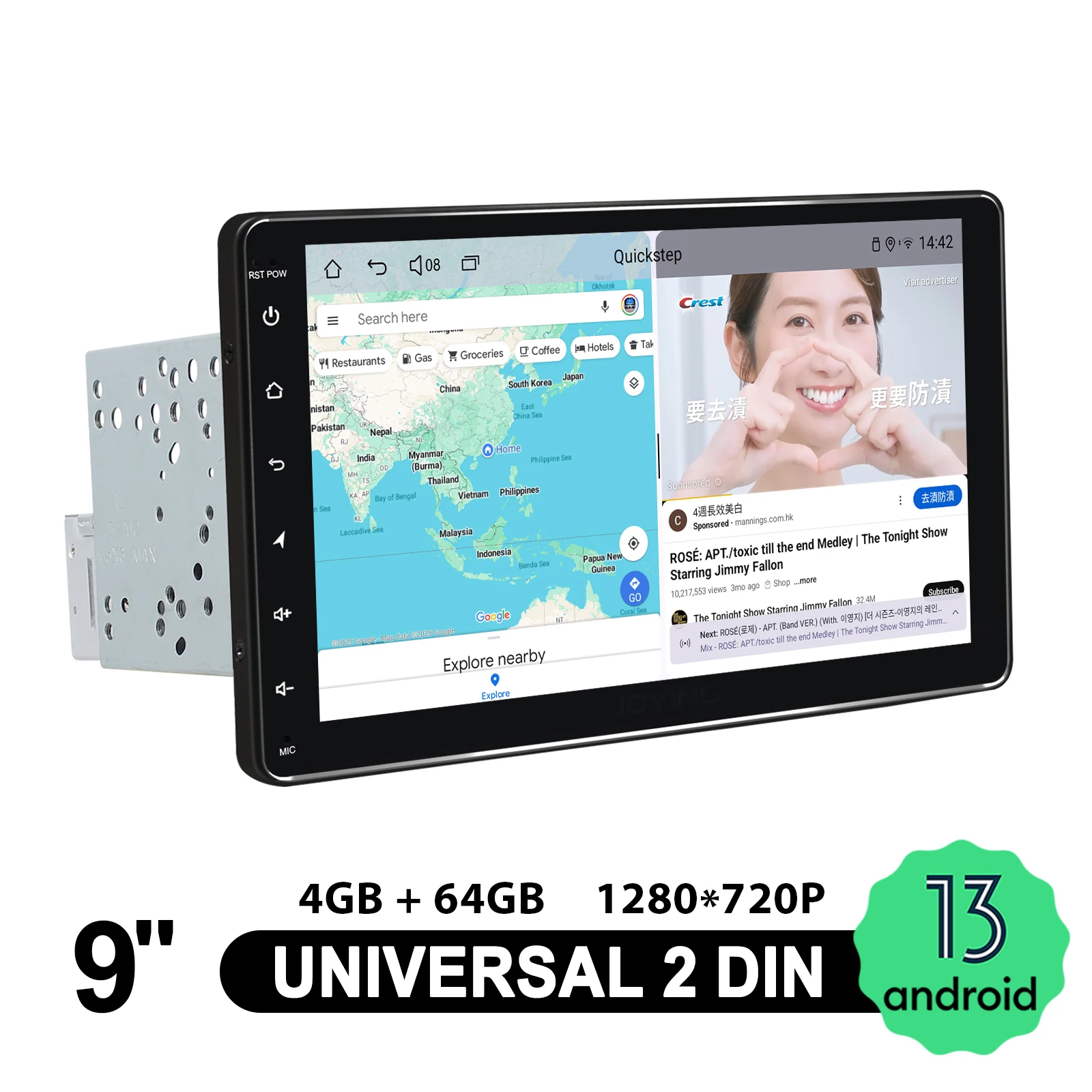 Obrázek 6: JOYING 9 palec autoradio auto rádio stereo dvojitý 2se DIN hlava jednotka multimediální hráč s bezdrátový jablko Carplay Android auto